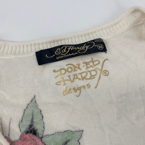 Pre-Owned Vintage Ed Hardy Tunic Sweater Y2K  SizeM White/Cream 100% Cotton - Picture 6 of 12